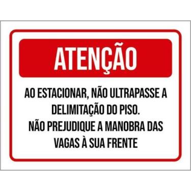 Imagem de Kit 5 Placas Atenção Estacionar Delimitação Piso 27X35 - Sinalizo