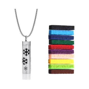 Imagem de Colar Difusor De Óleo Essencial Em Aço Inoxidável Para Mulheres Com Pa