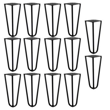 Imagem de Kit 14 Pés de Metal 15 CM Hairpin Legs Mesas de Centro Puffs Preto G41