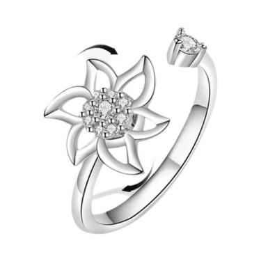 Imagem de Anel Antiestresse Ajustável Para Mulheres, Joia Fidget Spinner Com Des