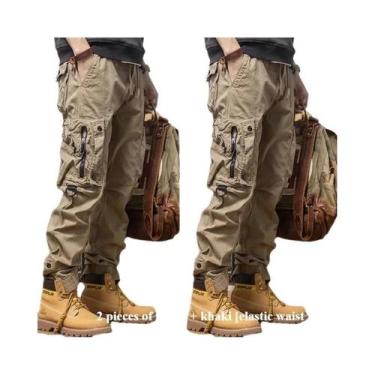 Imagem de Calças Jeans Masculinas Oversized De Lona 24oz Com Múltiplos Bolsos Pa