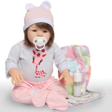 Imagem de Bebê Reborn Girafinha Cabelo Castanho com Roupinha - Cegonha Reborn Do