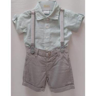 Imagem de Conjunto Social Bebê Menino Camisa Suspensório Paraiso 13962-Masculino