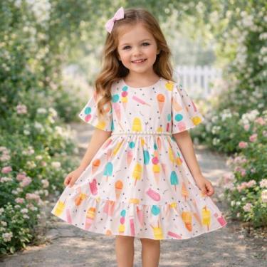 Imagem de Vestido Infantil Menina com Cinto de Pérola Festa de Luxo Moda Princes