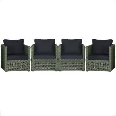 Imagem de Kit 4 Poltronas Madri Alumínio Corda Náutica Estofado Verde Trama Original