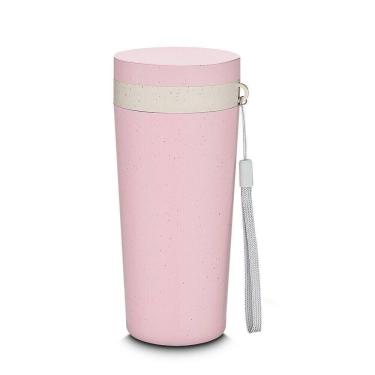 Imagem de Copo De Fibra De Trigo Parede Dupla 300ml Com Alça Rosa