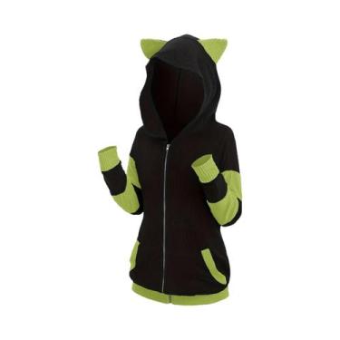 Imagem de Casaco Feminino Grosso Com Capuz E Orelhas De Gato, Moda Outono Invern