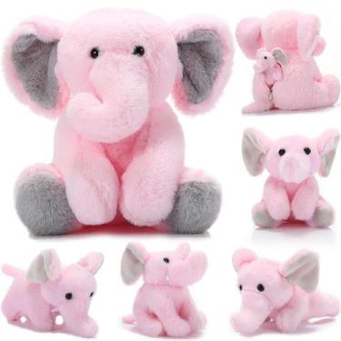 Imagem de Conjunto de animais de pelúcia de elefante de pelúcia com bebês para d