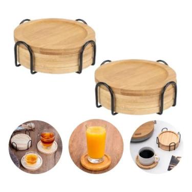 Imagem de Kit 8 Apoio Suporte Porta Tampa Copos Xicaras Canecas Bambu - - FWB, M
