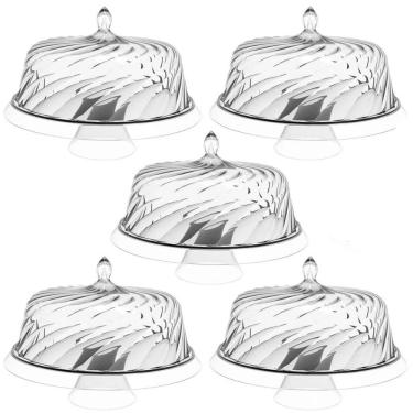 Imagem de Kit 5 Porta Bolos Glassy Crippa Boleira com Cúpula Transparente Suporte para Doces Pada...