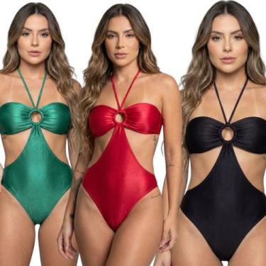 Imagem de KIT 3 Maiô Uv Suplex com Bojo Liso Bella Fiore Body Basico Para Piscin
