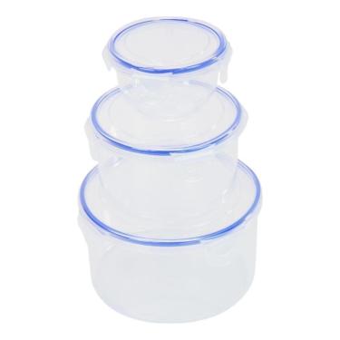 Imagem de Conjunto De 3 Potes Plásticos Redondos Com Tampa E Trava