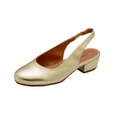 Imagem de Sandália Salto Baixo Grosso 3cm Luiza Sobreira Dourada Mod. 2150, 35