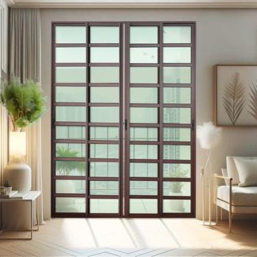 Imagem de Porta de Correr com Travessas 4 Folhas Moveis 210 X 200 Elite com Fech