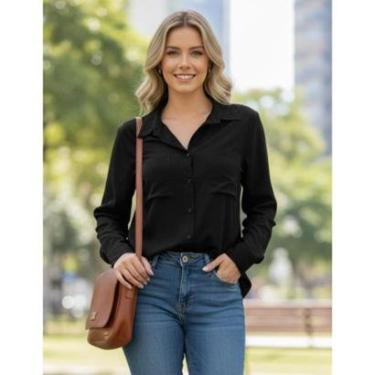 Imagem de Camisa De Linho Feminina Casual Elegante Chique Alfaiataria Camisa Branca Colarinho Ita...