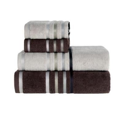 Imagem de Jogo Toalhas de Banho e Banhão 4 peças Lumina Unika Karsten Cinza Clar