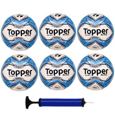 Imagem de Kit Futebol 6 Bolas Society Topper Slick Com 1 Bomba de Ar-Unissex