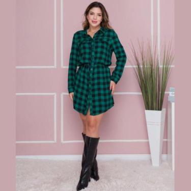 Imagem de Camiseta Blusa Xadrez Country Longa Feminina Adulta São João - Fantasi