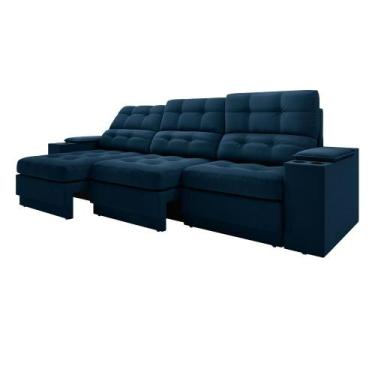 Imagem de Sofá com USB Retrátil e Reclinável Eureka 2,30m - Netsofas, Petróleo