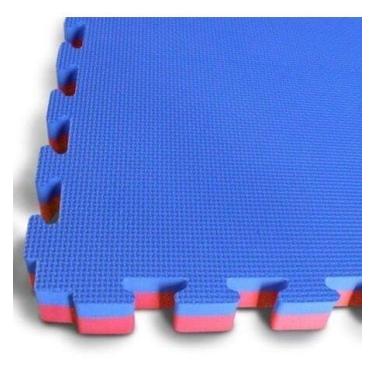 Imagem de Tatame Tapete EVA 1x1 M 30mm 100x100x3cm Azul com Vermelho
