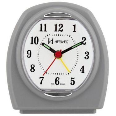 Imagem de Despertador Relógio Herweg Oval Cinza - 2633 024