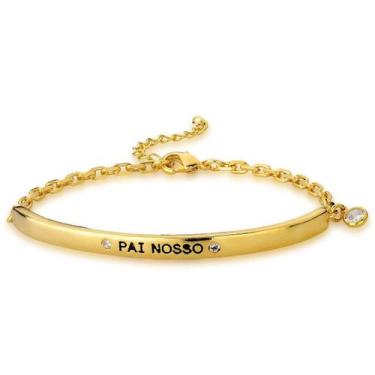 Imagem de Pulseira Bracelete Pai Nosso Banhada a Ouro 18k - Atraktiva Joias, 18c