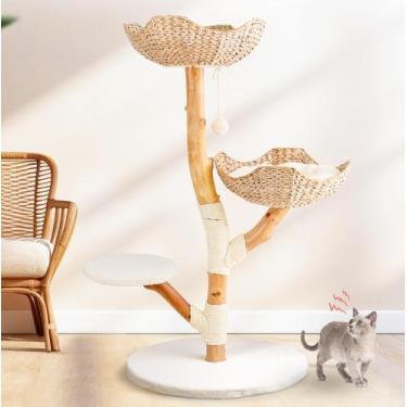 Imagem de Torre Arranhadora para Gatos LEO & LEXI Naturra em Madeira 117 cm