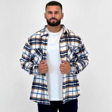 Imagem de Camisa Mormaii Flanela Xadrez Manga Longa Masculina, M, Marinho