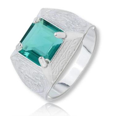 Imagem de Anel Masculino Formatura Prata Legitima Pedra Rosa - Lojas La&Ny Prata