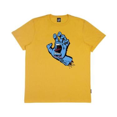 Imagem de Camiseta Santa Cruz Screaming Hand Front Masculina Amarelo, P, Amarelo