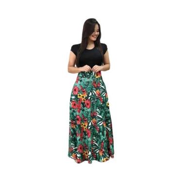 Imagem de Vestido Feminino Grande Com Estampa Floral, Manga Curta, Estilo Europe