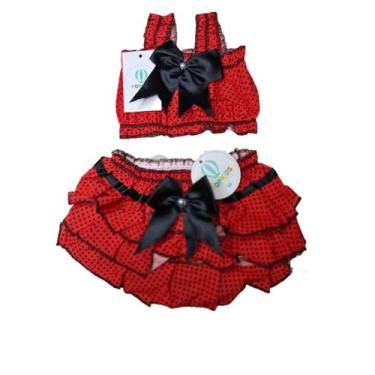 Imagem de Conjunto Bunda Rica Vermelho Poá Tam.P - PopKids