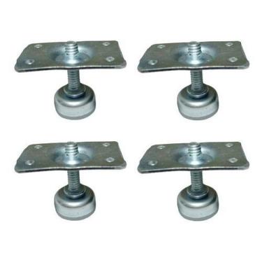 Imagem de Kit 4 Pés Niveladores 1/4 Base Sapata Mesa Armários Etc C/ Chapas Puff