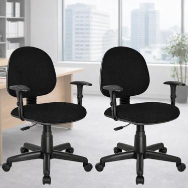 Imagem de Kit 2 Cadeiras Executiva Giratória Tilbury Preto com Braço Estofada Ergonômica Base Aço Rodízio Nylon Escritório -Home Gourmet