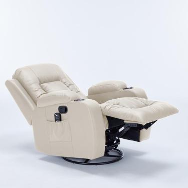 Imagem de Poltrona de Massagem Austin Reclinável com Aquecimento Pu Bege Gran Belo