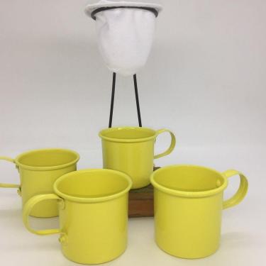 Imagem de Kit de Café Egoista - Individual - 4 canecas Amarela - Demolição - feito a mão