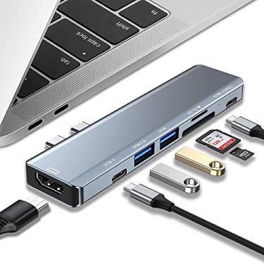 Imagem de KABEWUS Hub USB C 7 em 2 para MacBook Air Pro M1 e MacBook Pro de 13"-16": Adaptador Multiportas com HDMI 4K, USB 3.0, Leitor de Cartão SD/TF, Porta USB C (100W PD), Conexão Rápida e Eficiente