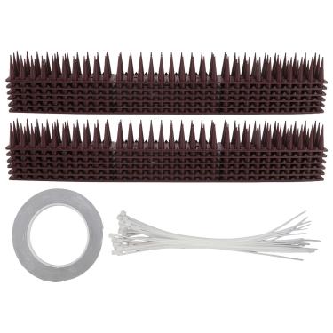 Imagem de 12 peças de plástico de 17 pés Picos de pássaros ecologicamente corretos à corrosão resistente à estática tiras de dissuasão de pássaros com cola, Picos de pássaros,