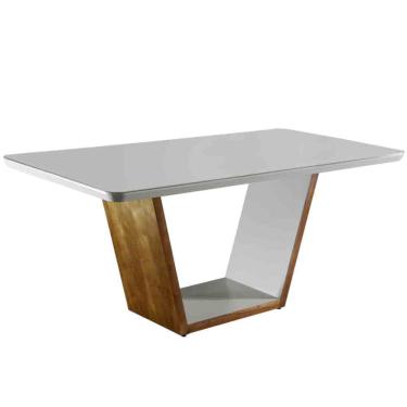 Imagem de Mesa para Sala Jantar Luna 180 Mobillare - Off White/Imbuia