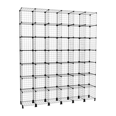 Imagem de Roupeiro para Loja Estoque Estante Aramada 42 Nichos Cubos Livros Objetos Preto