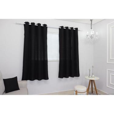 Imagem de Cortina Lana Preta Oxford 300X180 Para Sala/Quarto