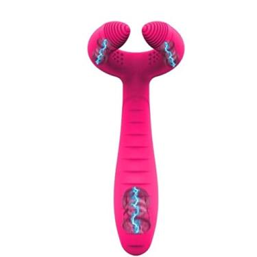 Imagem de Vibrador de Penetração Dupla Mamilo Estimulador Clitóris Estimulador Ponto G Brinquedo Sexual Feminino Zatla (Rosa)