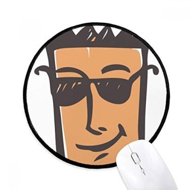 Imagem de DIYthinker Sunglass abstrato rosto esboço feliz mouse pad desktop escritório tapete redondo para computador