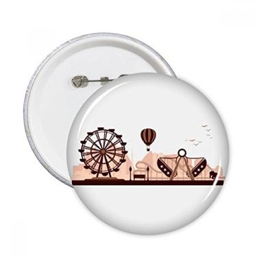 Imagem de Parque de diversões preto contorno de instalações alfinetes redondos botão emblema decoração acessório 5 peças