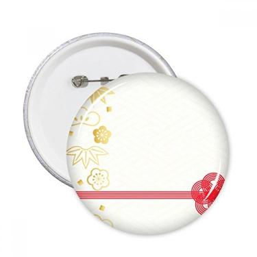 Imagem de Golden Sakura Geometria Flores Padrão Pinos Redondos Emblema Botão Decoração Acessório 5 peças