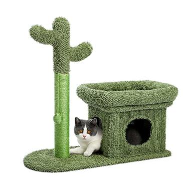 Imagem de Cacto Arranhador Para Gato Com Casa Grande Arranhador Bonito Com Ninho De Condomínio árvore Para Animais De Estimação Casa De Jogos