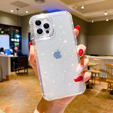 Imagem de Capa de telefone transparente fluorescente glitter de luxo para iphone 14 13 12 11 pro max 12pro x xr xs 7 8 plus se 2020 capa traseira macia, branca, para iphone12 pro max