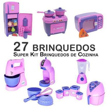 Imagem de Kit Infantil Batedeira Geladeira Fogão Microondas Panela 27P - Zuca To