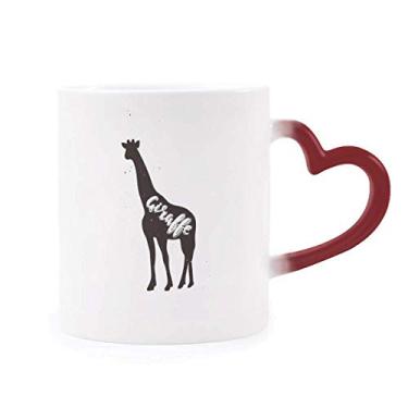 Imagem de Caneca Girafa preta e branca Animal sensível ao calor Caneca vermelha que muda de cor