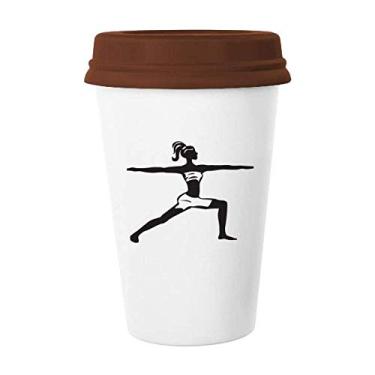 Imagem de Yoga Girl Keep Healthy Sports Contorno Caneca Café Copo Copo Cerâmica Copo